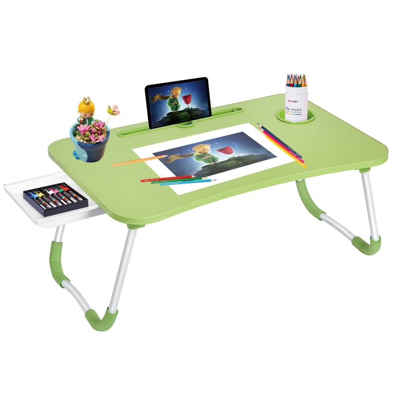 Caixa de cama de escritório portátil dobrável com suporte de copo e dimensões do produto 15,7 &quot;D x 23,6&quot; W x 11 &quot;H
