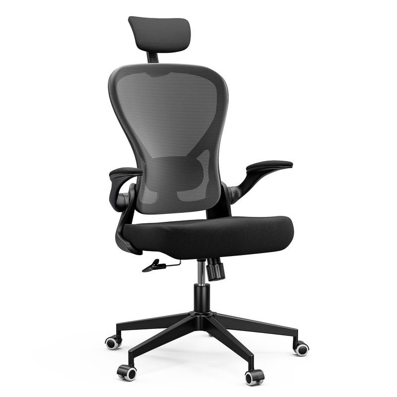 Função giratória e braços flexíveis Cadeira ergonômica de escritório em casa com ajuste de altura