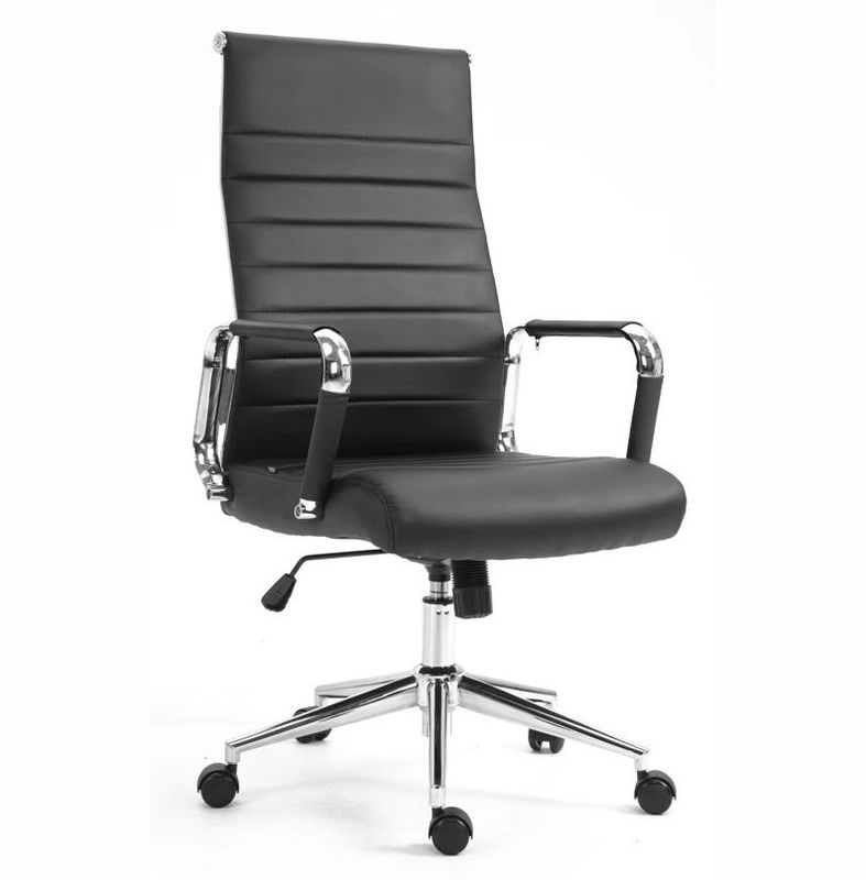 Cadeira de escritório de malha de couro marrom de estilo moderno com suporte lombar e embalagem de correio