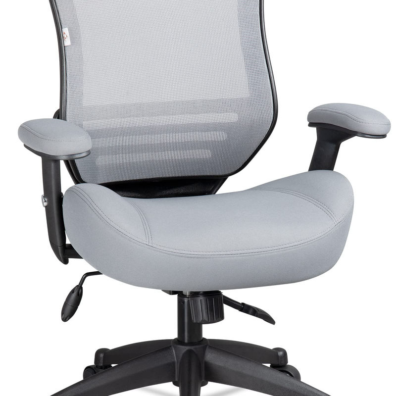 Cadeira de escritório de computador ergonômica com braço e cintura de apoio ajustáveis em altura Cinza