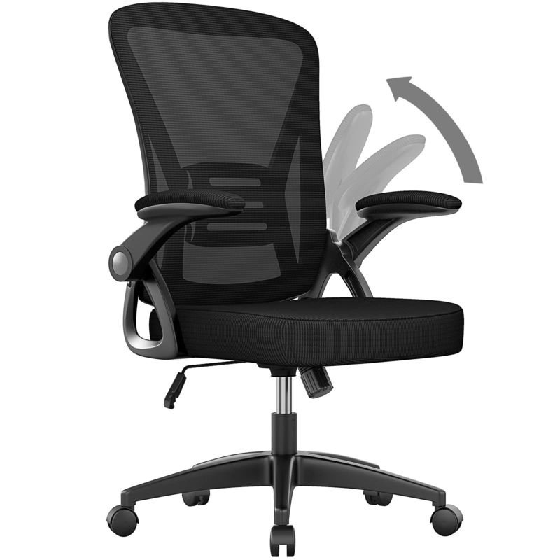 Moderna cadeira de escritório de design médio com altura ajustável giratória e suporte lombar