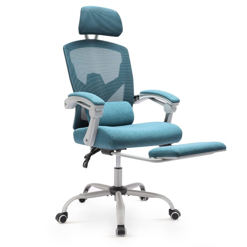 3 Gas Lift Ergonomic High Back Office Chair com almofada lombar e apoio de pé retrátil