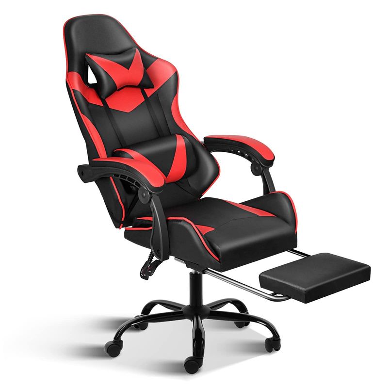 Cadeira de jogos ergonômica com apoio de pé e suporte lombar 20&quot;D x 25&quot;W x 46&quot;H/360 Girável