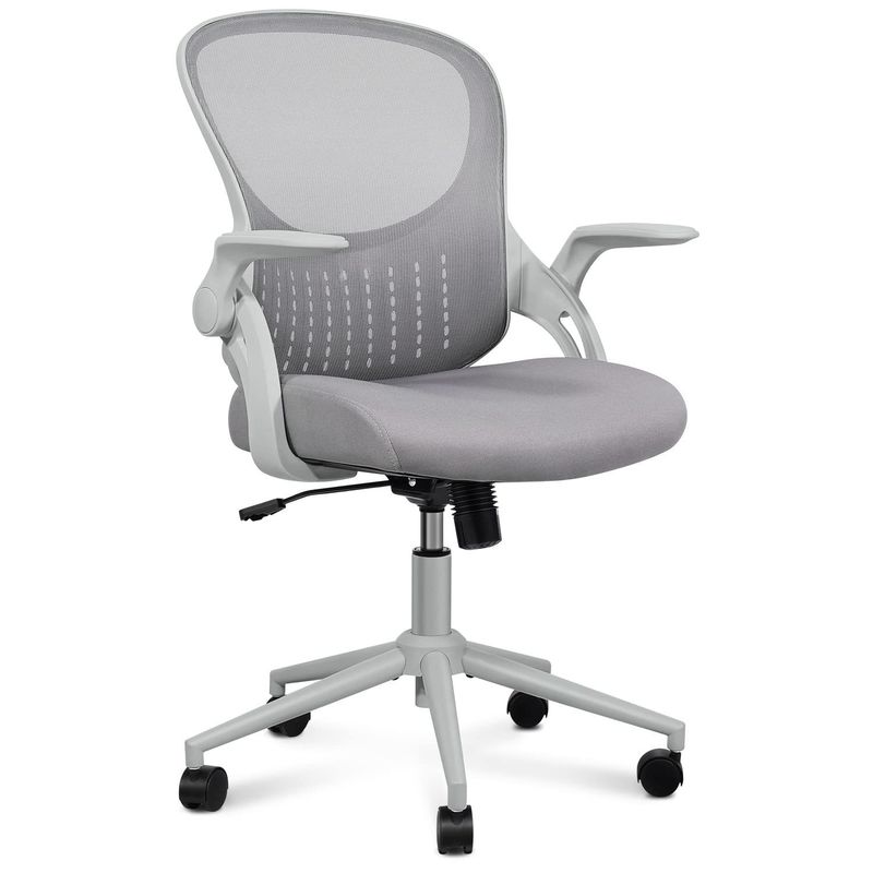 Cadeira de escritório de computador de malha ergonômica com apoio lombar e braços flip-up