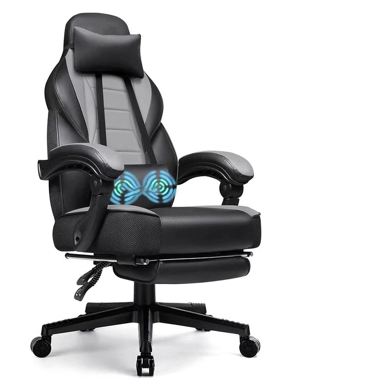 Cadeira de jogo de estilo de corrida de design moderno com apoio de pés e apoio de cabeça de cor personalizada