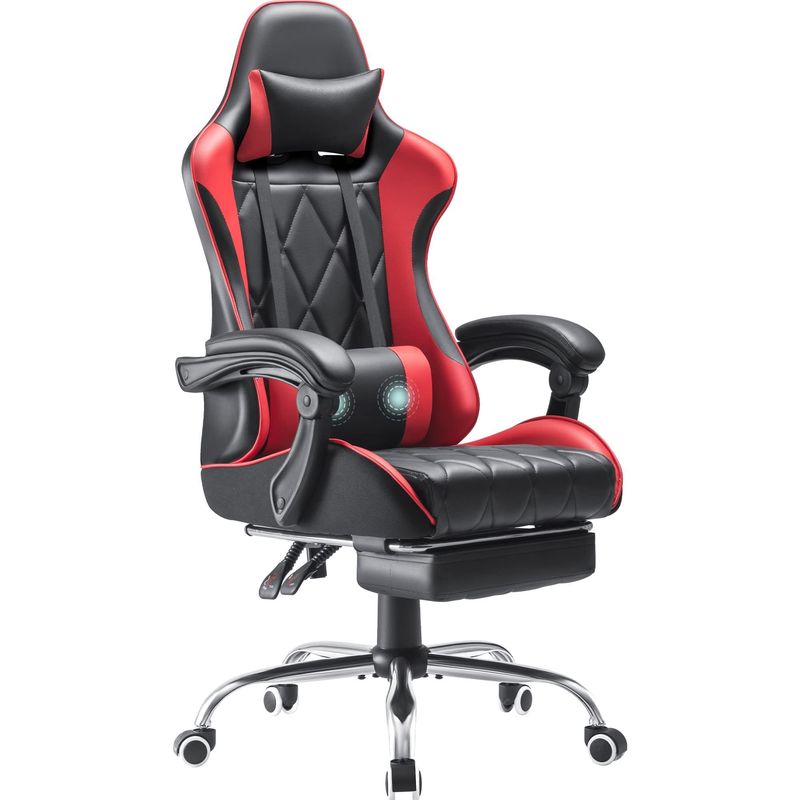 Sala de jogos de computador Cadeira giratória com apoio lombar de massagem e design ergonômico de costas altas