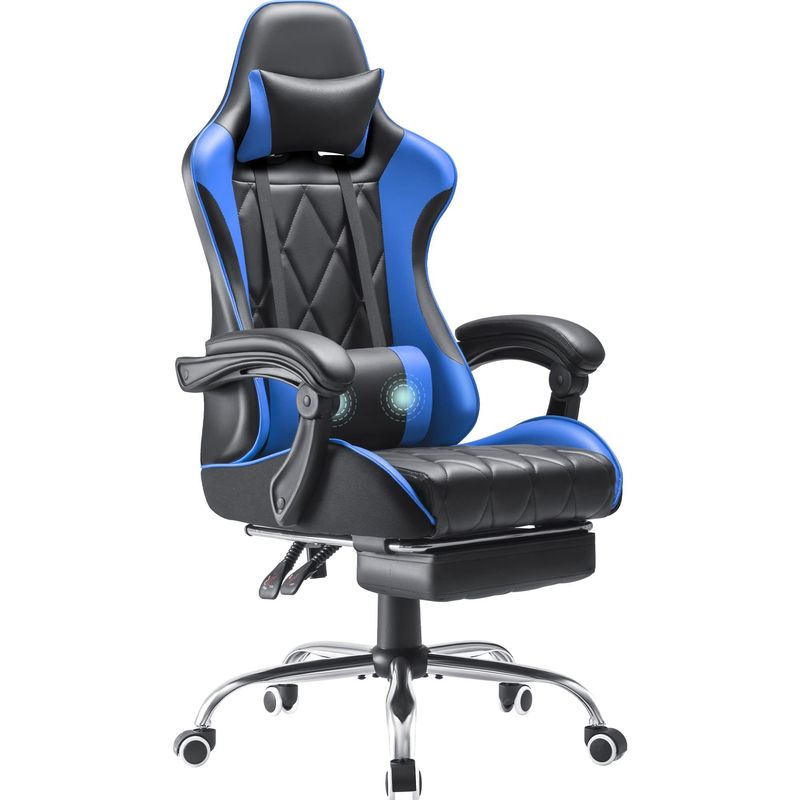 Cadeira de jogos de vídeo de costas altas com apoio para os pés e massagem de apoio lombar Cor personalizada