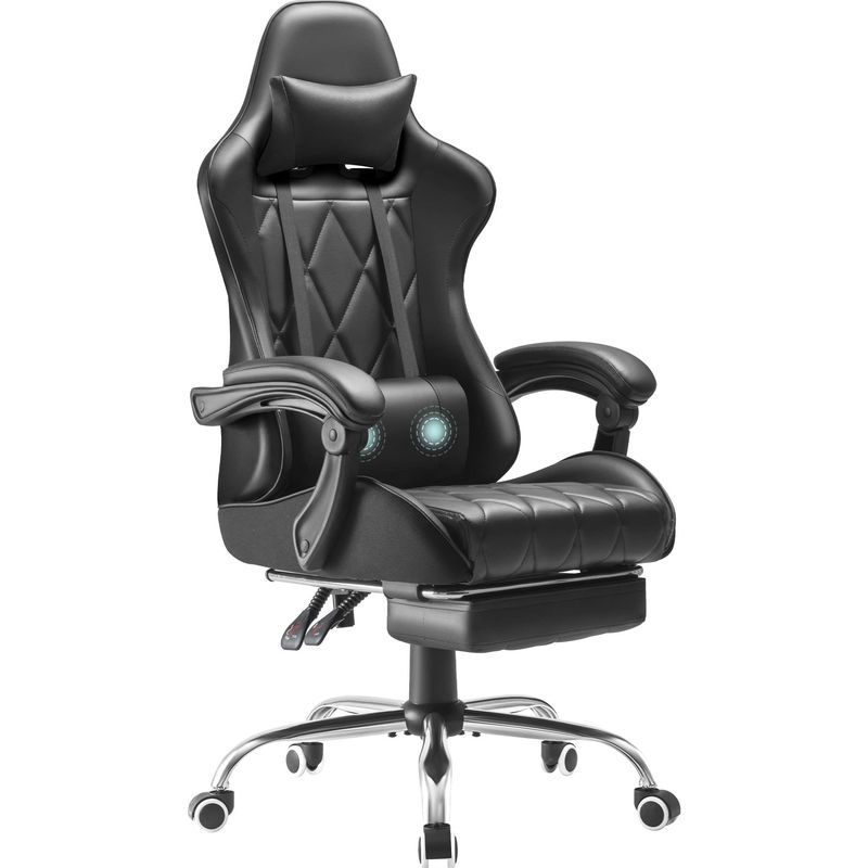 Sala de jogos de computador Cadeira de jogos de corrida com apoio para os pés e massagem Suporte lombar nas costas