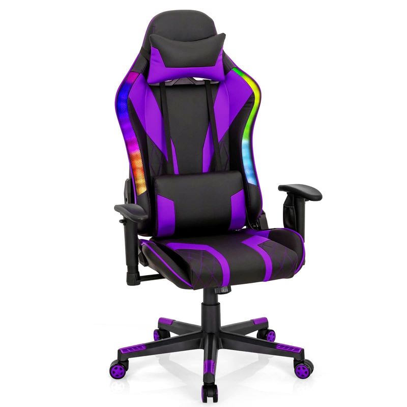 Atualize sua configuração de jogos com a cadeira giratória ALINUNU de design moderno e luzes LED RGB