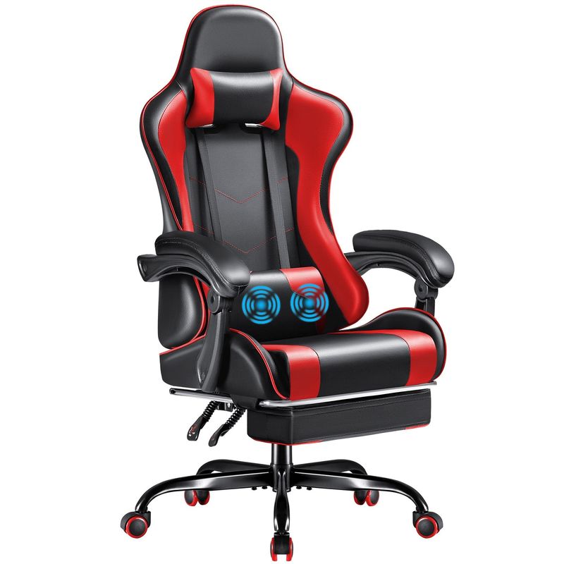Cadeira de jogo de computador de corrida de design moderno com apoio para os pés e apoio lombar de massagem