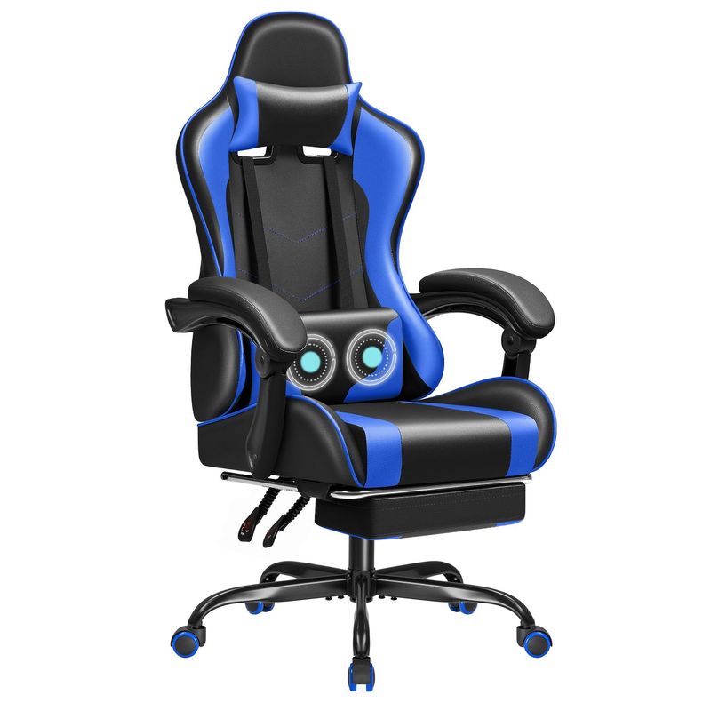 Cadeira de jogos ALINUNU Design ergonômico com suporte lombar de massagem e assento giratório 360