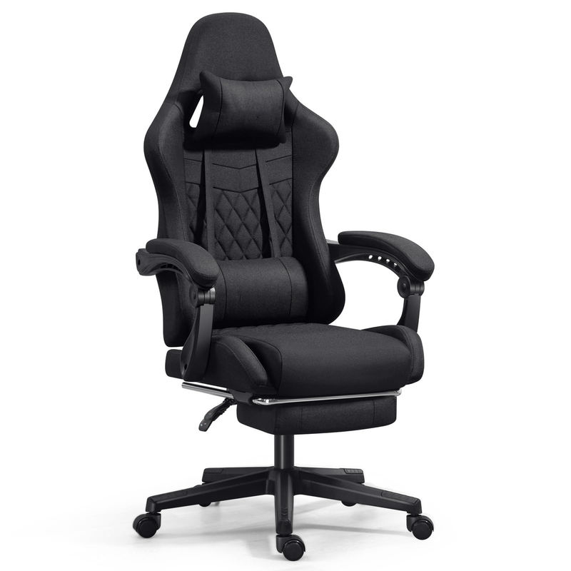 Cadeira de jogos de computador de escritório ajustável com apoio de pés e massagem