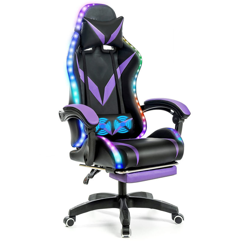 Embalagem de correio Cadeira ergonômica de jogos RGB com massagem e luzes led