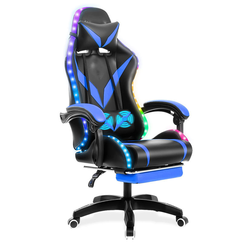 Material de estrutura de cloreto de polivinil Cadeira de jogos RGB com massagem e luzes LED Perfeito