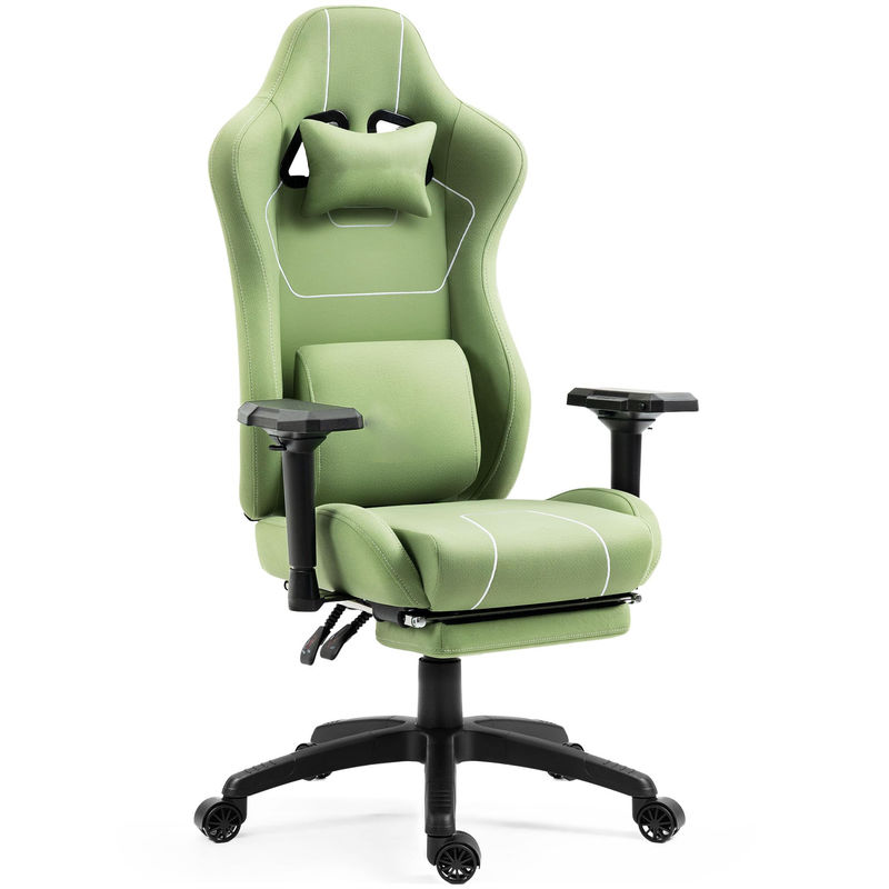 Home Office Cadeira de jogos com massagem Suporte lombar e apoio de pé em design moderno