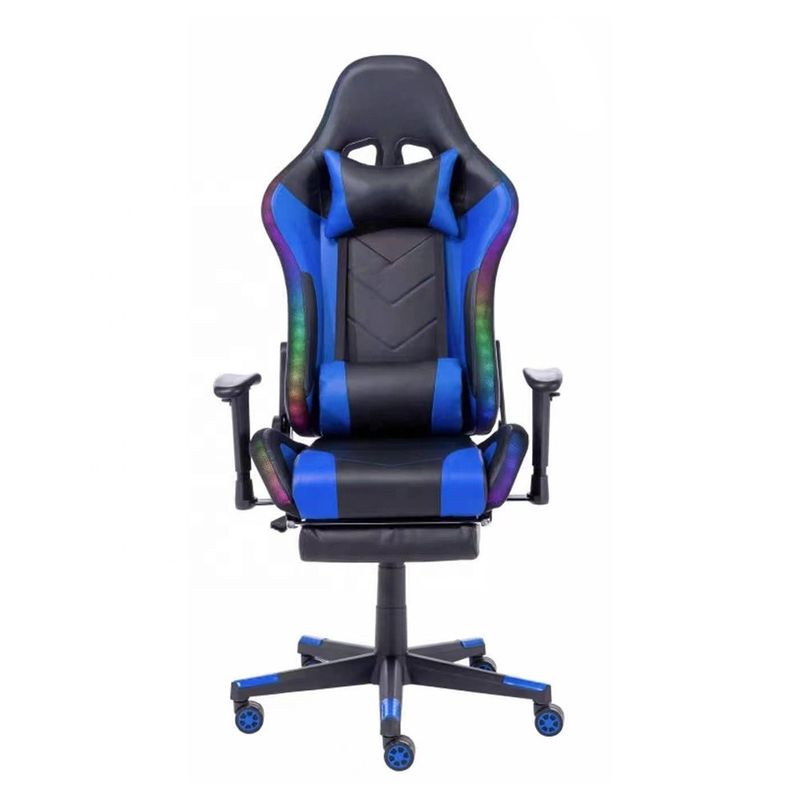 Altura do assento 54cm Braço ajustável de corrida LED Luz RGB Cadeira de jogos com logotipo personalizado