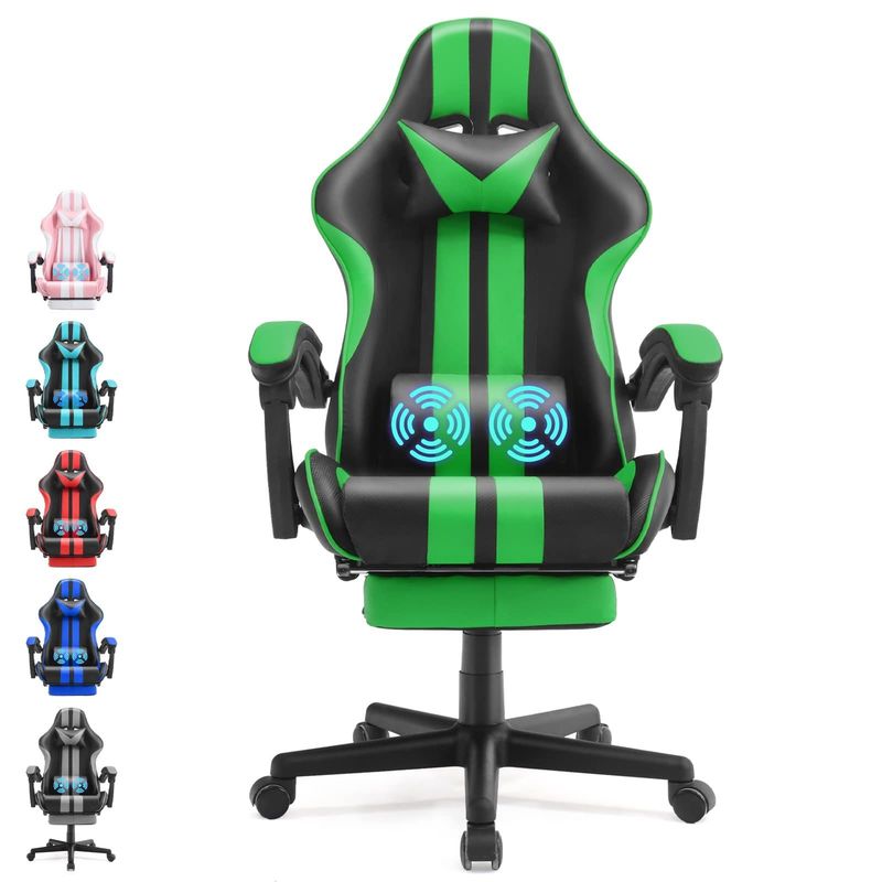 ALINUNU Ergonomic Racing Style PC Game Cadeira de computador com apoio de cabeça e apoio lombar