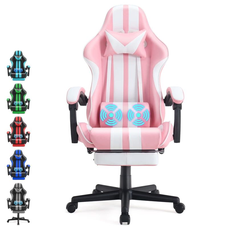 Cadeira de computador de escritório com apoio para os pés e suporte lumbar