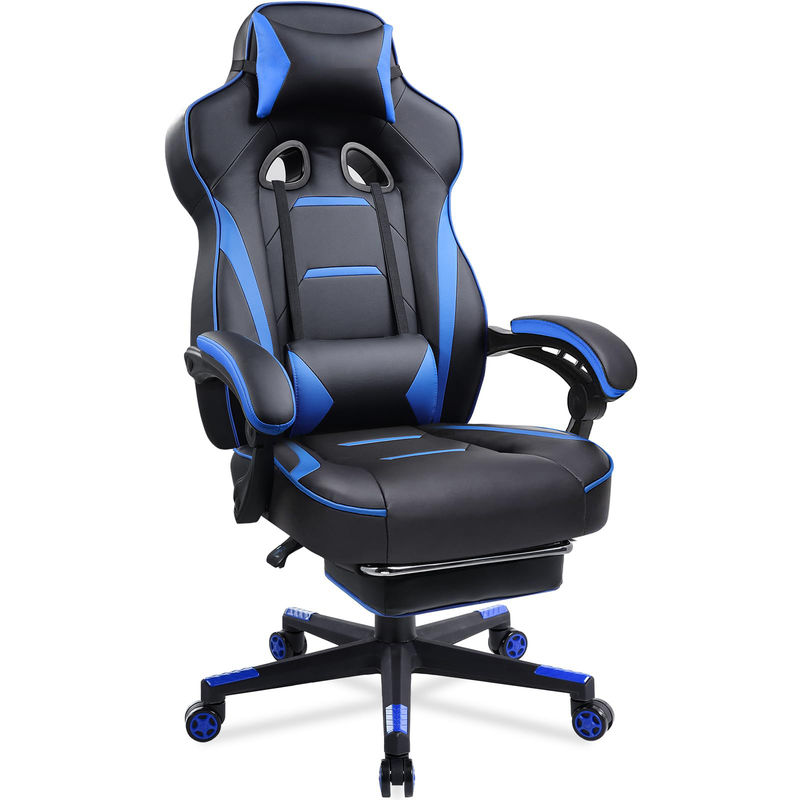 Cadeira de jogo ergonômica com apoio de pé de couro de PU