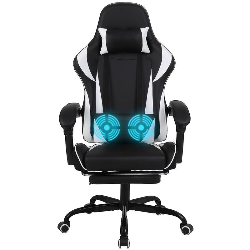 Cadeira ergonômica de jogo de estilo de corrida de espinha alta de ferro com suporte lombar e apoio de pé